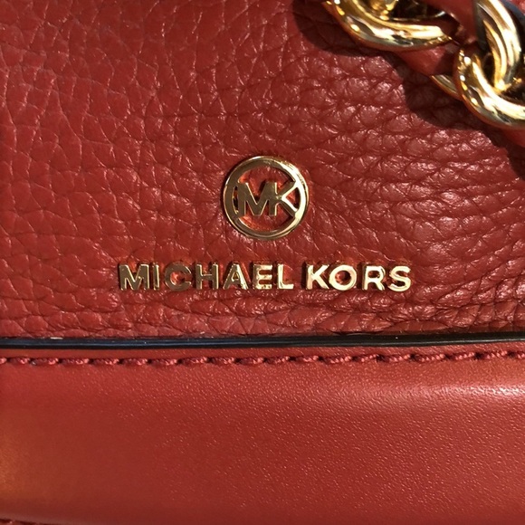 NWT Michael Kors Reese large leather shoulder bag terracotta color 13 x 12 - Picture 2 of 8